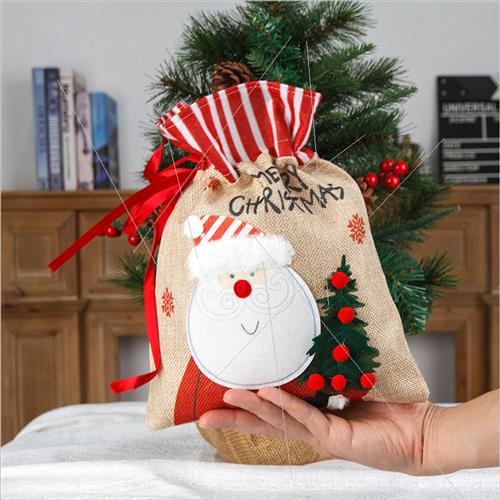 New Christmas  Bags Burlap Drawstring Candy Bags  Bags Apple - 图1