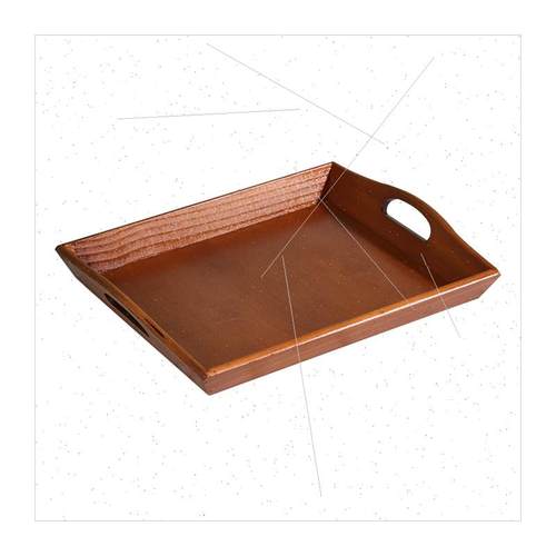 Vintage solid wood double ear tray household wooden plate di-图3