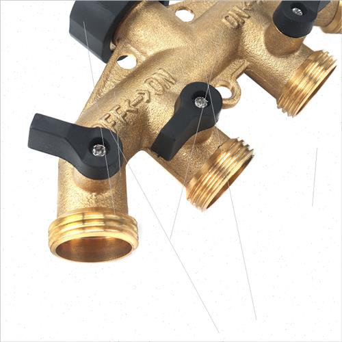 Brass-Golden All Brass Garden 4-Way Ball Valve,American Gard - 图1