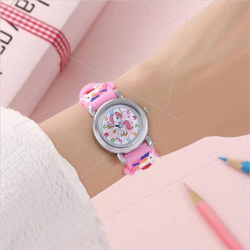 Fashion colorful cartoon unicorn student children watch quar-图2