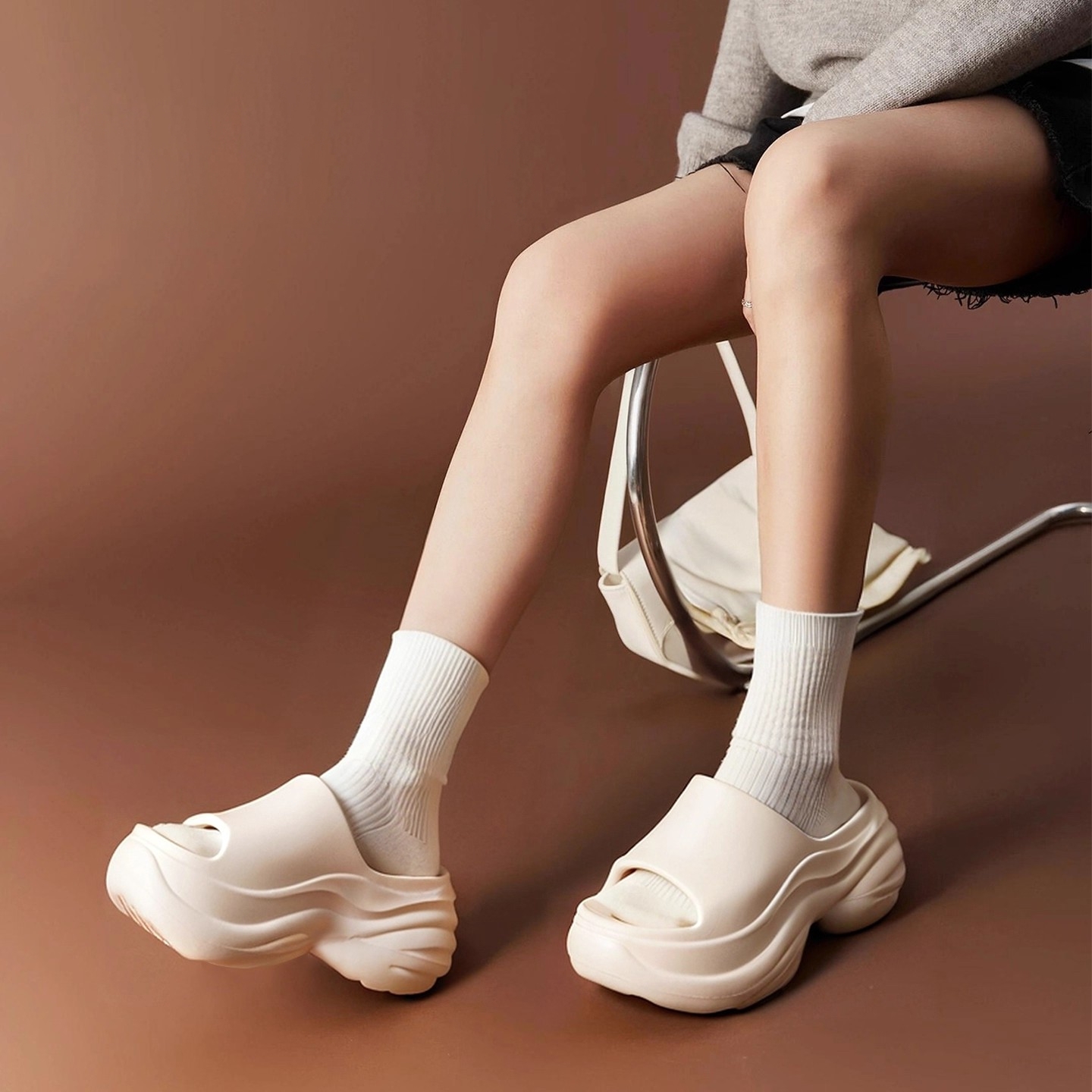 拖鞋女外穿厚底松糕凉拖鞋休闲时尚一字拖休闲舒适轻便办公室拖鞋 - 图1