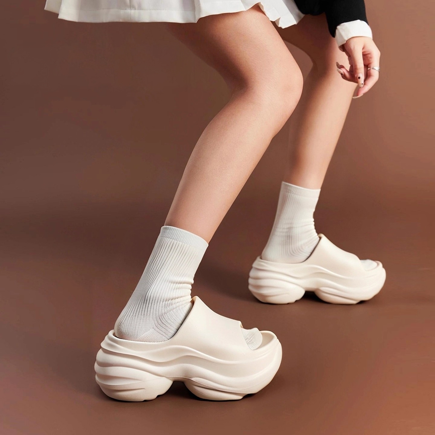 拖鞋女外穿厚底松糕凉拖鞋休闲时尚一字拖休闲舒适轻便办公室拖鞋 - 图2