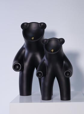 现代简约卡通北极熊雕塑抽象树脂动物摆件 家居客厅开放柜装饰品