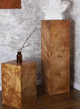 中古风木桩墩子树瘤艺术家居客厅书房玄关高级感展示台落地摆件