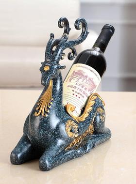 树脂工艺品客厅创意红酒架摆件家居酒柜隔板装饰品现代北欧风情鹿