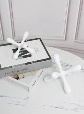 现代白色六角星树脂几何简约现代装饰样板间售楼部桌面艺术摆件