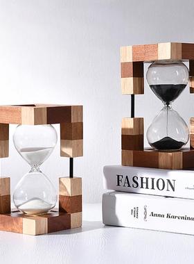 木质沙漏计时器30分钟时间摆件办公室桌面装饰摆件创意生日礼物