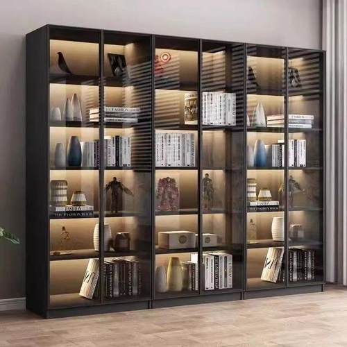 轻奢书柜一体靠墙带玻璃门展示柜高档可家用客厅储物书架书橱包邮 - 图2