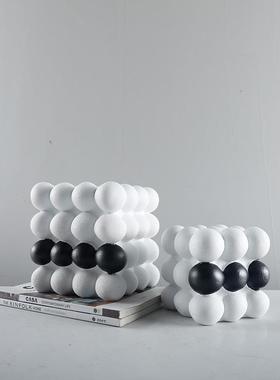 现代简约树脂球状立方体摆件样板房客厅售楼处桌面软装饰品摆设