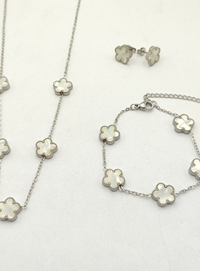 AETNA PROJECT四叶草项链手链戒指耳钉全套不掉色饰品