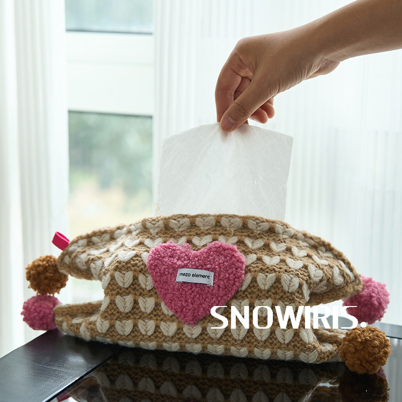 红色爱心针织纸巾袋布艺格纹卧室客厅抽纸袋大纸巾套化妆品收纳袋,淘宝优惠券,粉丝福利购,淘宝优惠卷