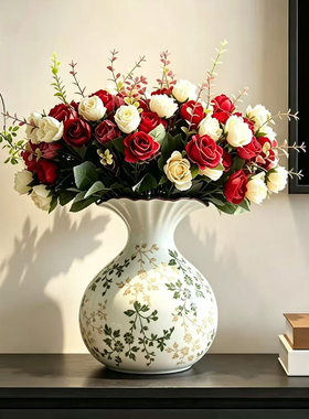 新中美式乡村花瓶摆件客厅插花仿真花餐桌玄关酒柜轻奢高级感装饰