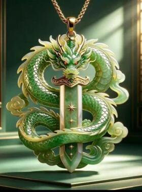 优品盟汇2新款彩绘国风双龙八卦珐琅彩吊坠轻奢锁骨链挂件