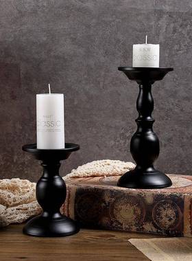 美式复古铁艺烛台轻奢家居客厅餐厅烛光晚餐婚庆布置蜡烛装饰摆件