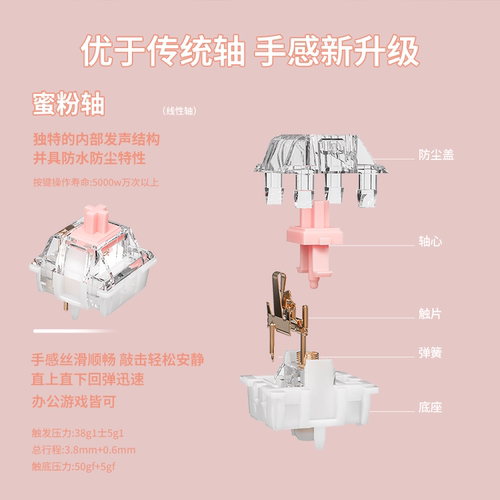前行者V20无线蓝牙朋克机械键盘鼠标套装复古女生电脑办公高颜值 - 图1