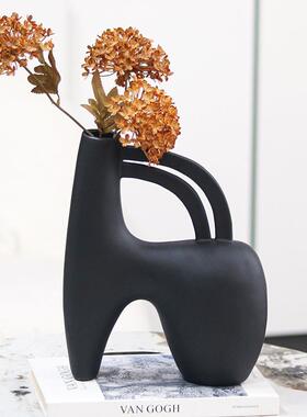 现代创意抽象插花花瓶摆件样板间客厅书房艺术感软装家居花器饰品
