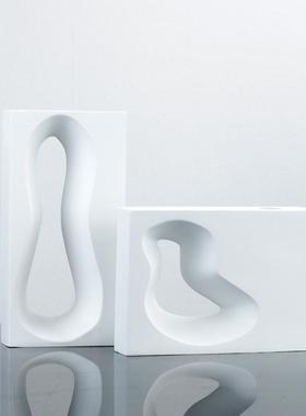 现代简约白色创意几何镂空花瓶样板房客厅卧室售楼处摆件家居饰品