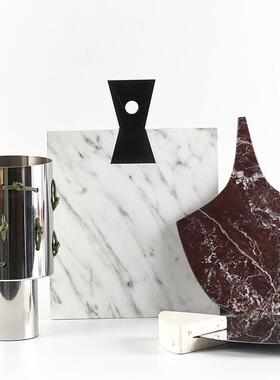 现代艺术摆件做旧仿大理石托盘摆盘砧板样板房民宿客厅餐厅装饰品