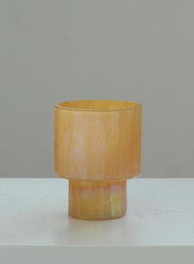 设计师款简约幻彩大口哑光手工打磨玻璃花瓶水培干花软装居家装饰