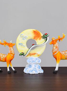 新款福鹿如意摆件客厅酒柜装饰品创意家居办公室博古架玄关工艺品