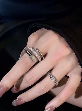 韩版女开口戒指两件套网红