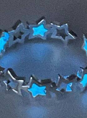 夜光星星情侣戒指学生爱心指环持久发光gr