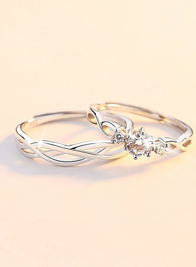 韩版情侣缠绕戒指男女一对简约时尚青丝绾开口对戒ins风指环