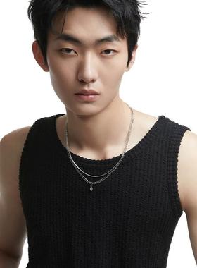 KLINKLIN 原创双层菱形坠饰男女朋友项链叠戴小众设计情侣礼物