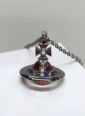 orb立体土星星球枪黑色项链