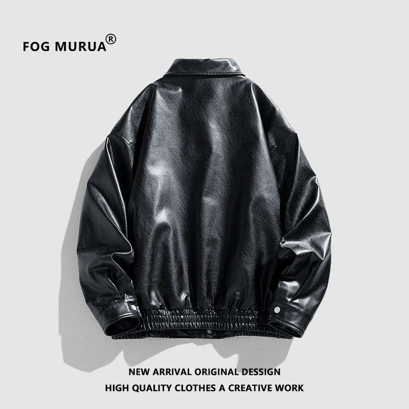 FOG MURUA潮牌美式PU皮机车皮衣外套男春季宽松潮流百搭情侣夹克