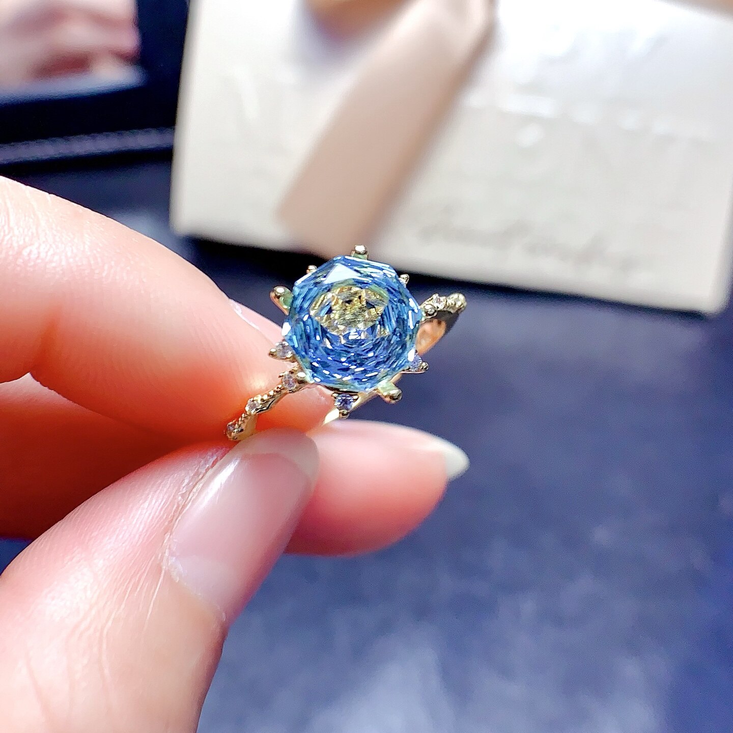 Rose Cut Topaz 925 Silver Flower Ring
