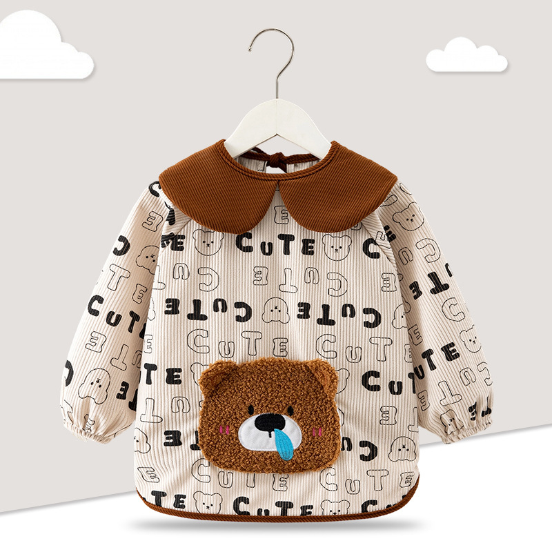 Baby boy's smock waterproof and dirt-proof children's bib corduroy