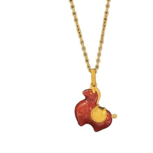 新款珐琅蓝红色喜庆小马项链小众吊坠2025中式马年饰品女款锁骨链 - 图1