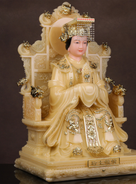 汉白玉后土娘娘神像供奉摆件