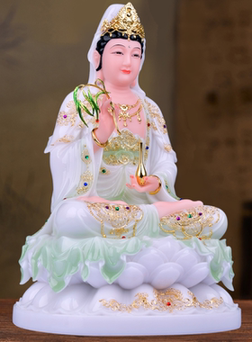 汉白玉供奉家用观音菩萨
