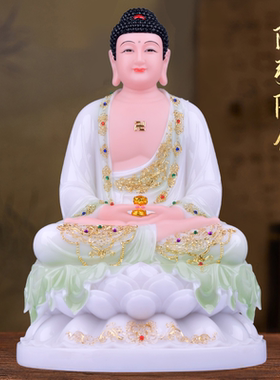 汉白玉摆件家用三宝佛