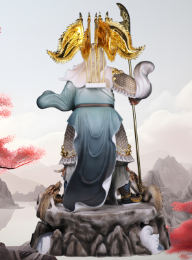 关公汉白玉招财镇宅武财神