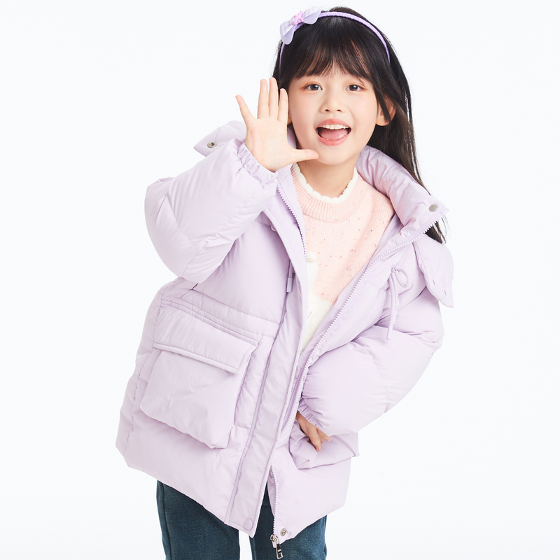 多多一上女小童冬季连帽百搭羽绒服外套