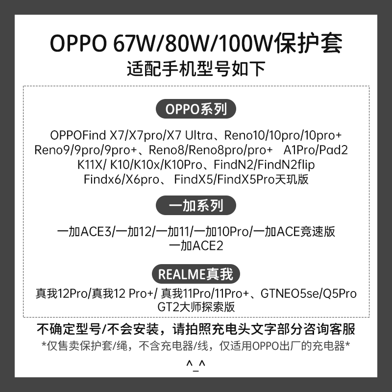 适用OPPO67W数据线充电器保护套真我12pro+ 一加12/Ace竞速版/ACE3数据线防折断套手机壳Find x7ultra印花款 - 图0