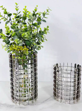 现代轻奢几何网格镂空圆