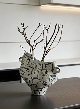 侘寂风艺术手绘花瓶创意