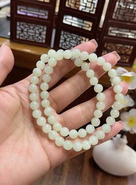 和田玉晴水料项链，料子细腻，冰冰润润，尺寸8mm超值不议