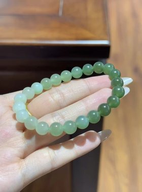 和田玉晴水渐变色手串深晴渐变到浅白晴 料子干净通透尺寸：8mm