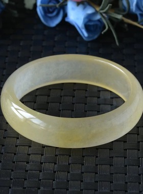 正品新疆金丝玉宝石光料黄色手镯彩玉彩石手镯冰透