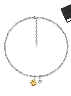 ZAUCE造赐 金银波纹硬币项链 高级感潮流饰品 电镀银K金