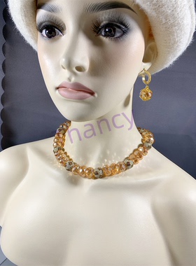 橘色切面闪亮水晶三件套MONET