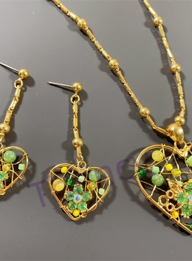 绿色爱心琉璃套装Thickly打标