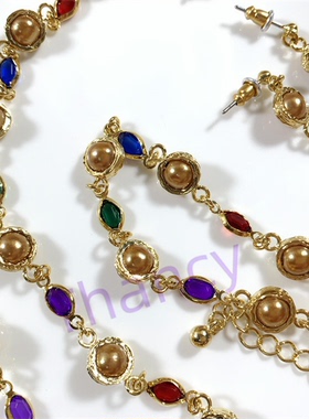 水晶耳环项链手链套装MONET打标