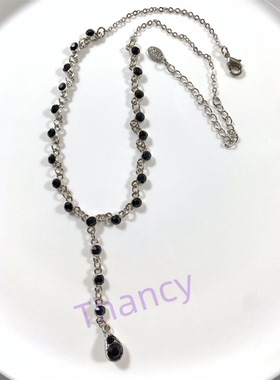 2028打标黑色宫廷风锁骨链