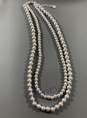 银色圆珠短款项链MONET打标